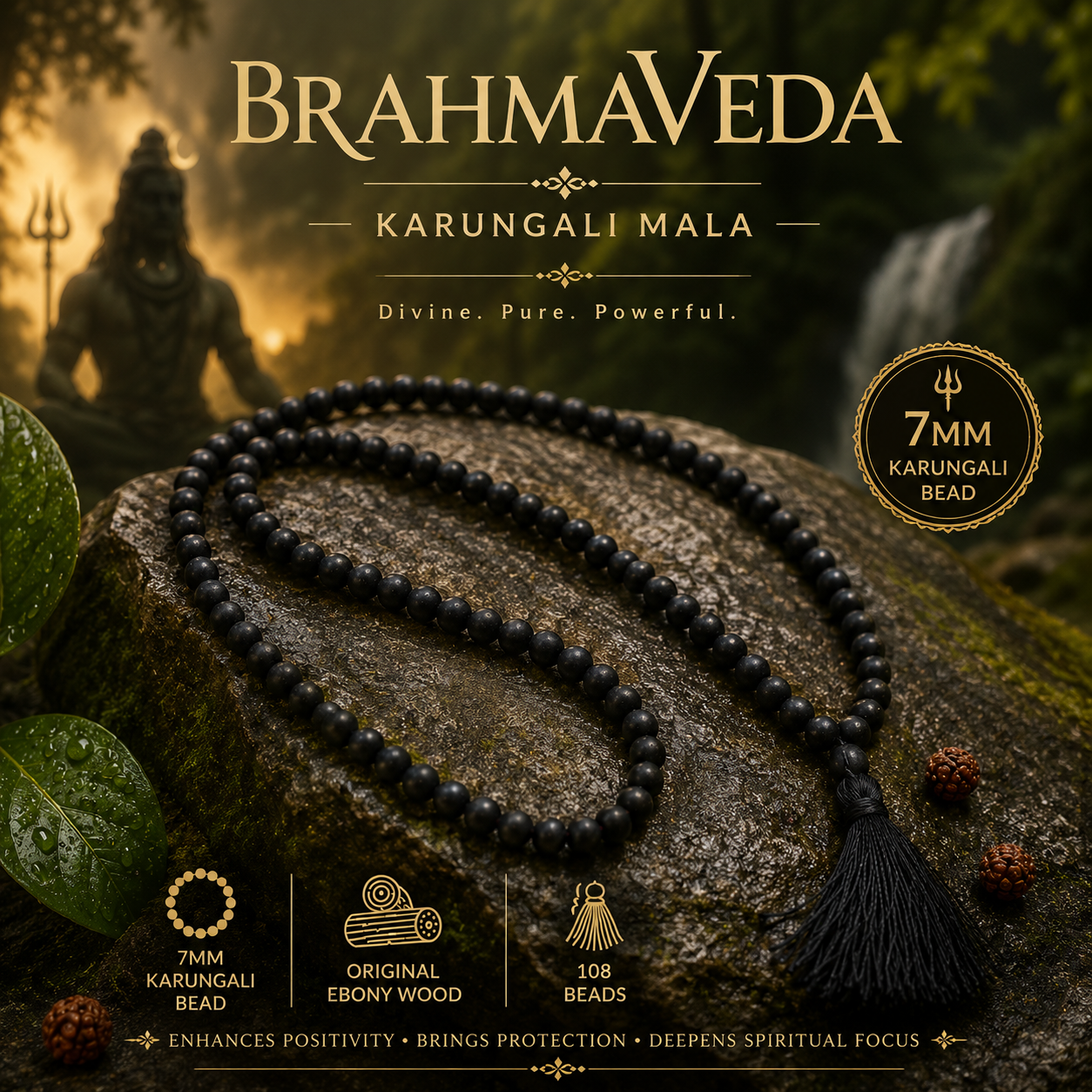 BRAHMAVEDA KARUNGALI MALA-108 BEADS ORIGINAL