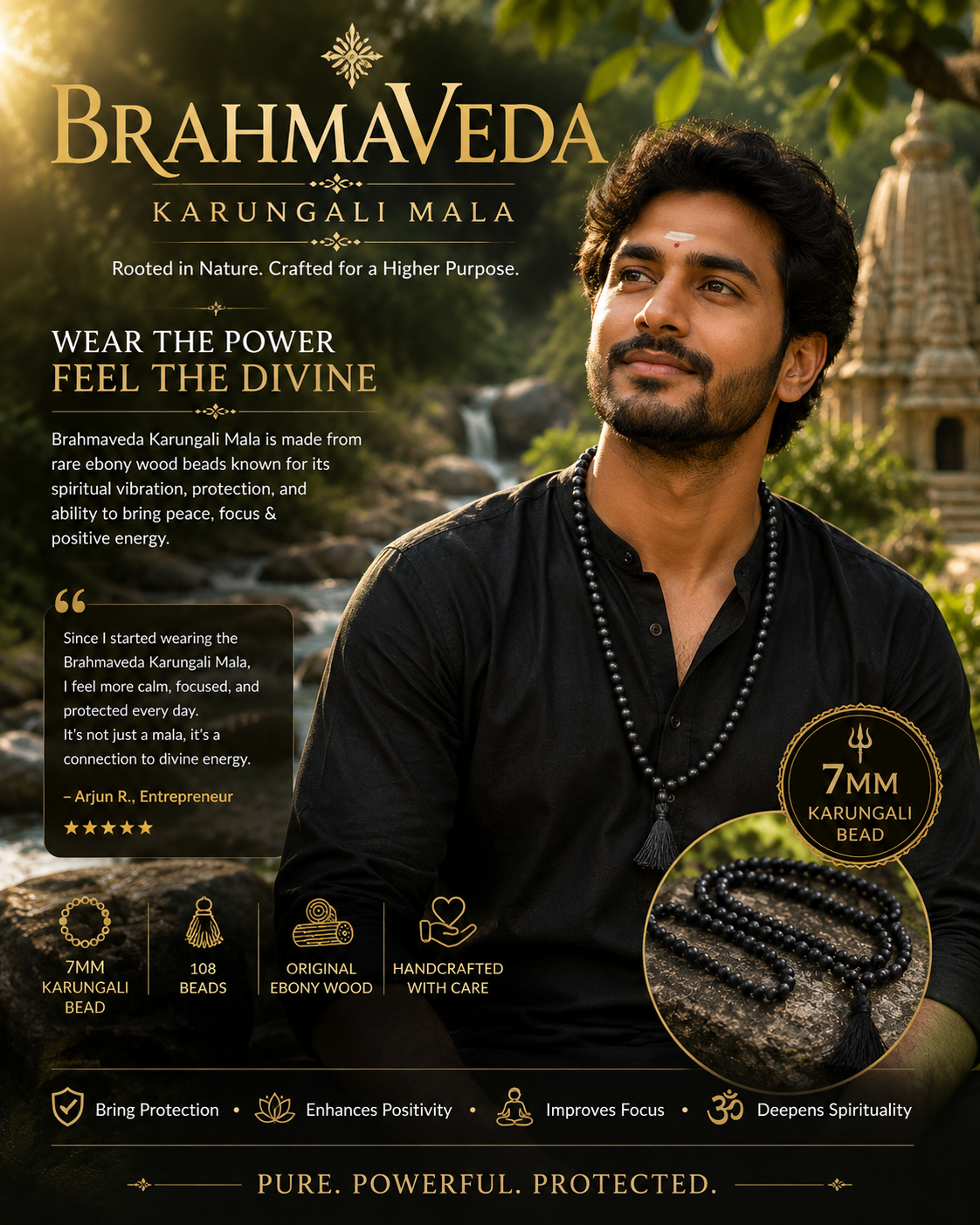 BRAHMAVEDA KARUNGALI MALA-108 BEADS ORIGINAL